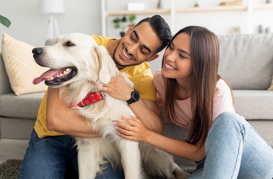 Family with a dog